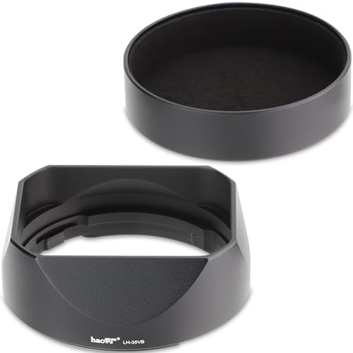 Haoge Lens Hood Metal Square Bayonet for Fujifilm XF35mmF2 R WR, XF23mmF2 R WR XC 35mm F2, Fuji 35mm F2, 23mm F2 Lens Hood, with Metal Front Cap, Replaces Fujifilm LH-XF35-2 LH XF35 2 Hood Shade - Image 1