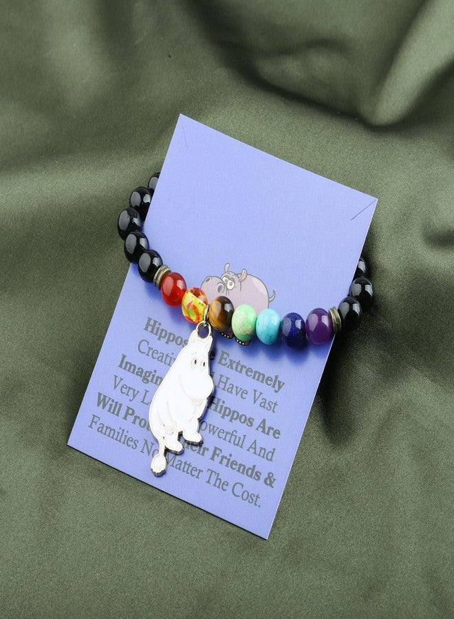 FEELMEM Hippopotamus Gift Hippos Good Luck Charm Bead Bracelet Hippo Theme Inspirational Jewelry Hippo Lover Gift (Hippos Bracelet) - Image 3