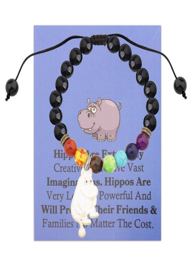FEELMEM Hippopotamus Gift Hippos Good Luck Charm Bead Bracelet Hippo Theme Inspirational Jewelry Hippo Lover Gift (Hippos Bracelet) - Image 1