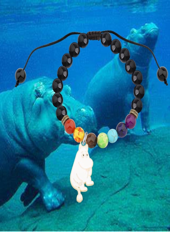 FEELMEM Hippopotamus Gift Hippos Good Luck Charm Bead Bracelet Hippo Theme Inspirational Jewelry Hippo Lover Gift (Hippos Bracelet) - Image 4