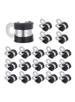 Generic 20 Pcs Rubber Lined P Clips, 10mm Cable Clamp 2/5 Inch Stainless Steel Cable Clamp Hose Pipe Clamps Metal Wire Cable Clamp Kit for Ship Electrical Automotive Hose Cable  - Image 1