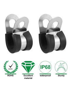 Generic 20 Pcs Rubber Lined P Clips, 10mm Cable Clamp 2/5 Inch Stainless Steel Cable Clamp Hose Pipe Clamps Metal Wire Cable Clamp Kit for Ship Electrical Automotive Hose Cable  - Image 3