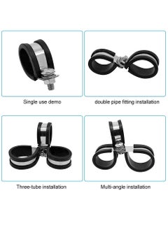 Generic 20 Pcs Rubber Lined P Clips, 10mm Cable Clamp 2/5 Inch Stainless Steel Cable Clamp Hose Pipe Clamps Metal Wire Cable Clamp Kit for Ship Electrical Automotive Hose Cable  - Image 5