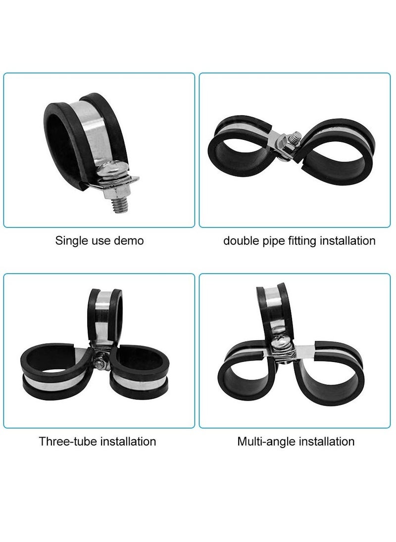 Generic 20 Pcs Rubber Lined P Clips, 10mm Cable Clamp 2/5 Inch Stainless Steel Cable Clamp Hose Pipe Clamps Metal Wire Cable Clamp Kit for Ship Electrical Automotive Hose Cable  - Image 5