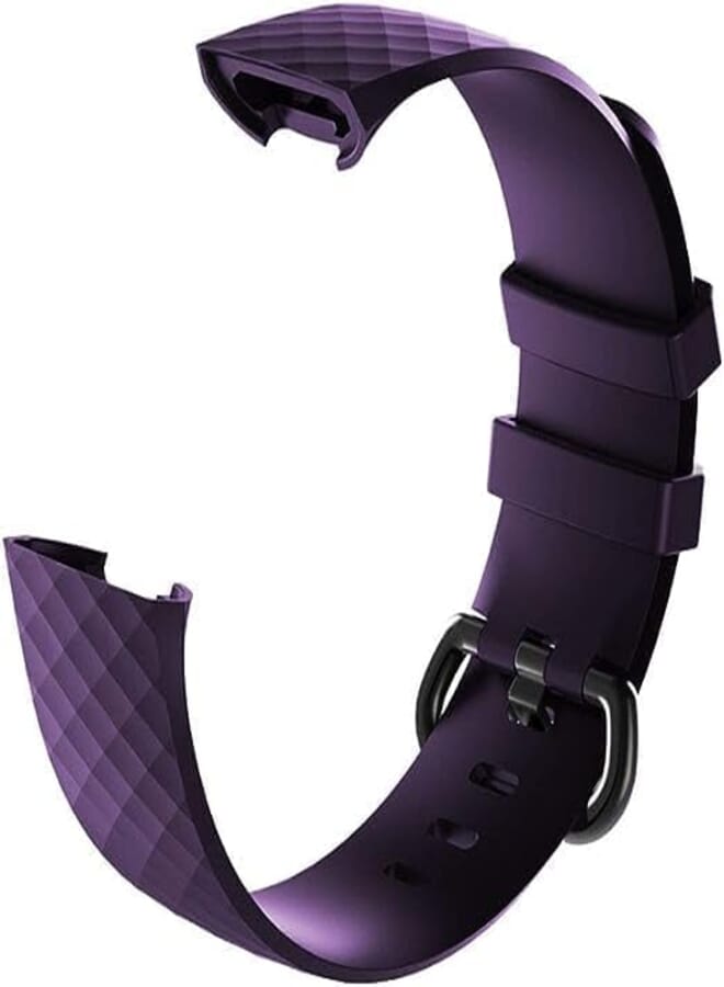 Replacement Silicone Watch Band For Fitbit Charge 3/4 (Purple Strap)