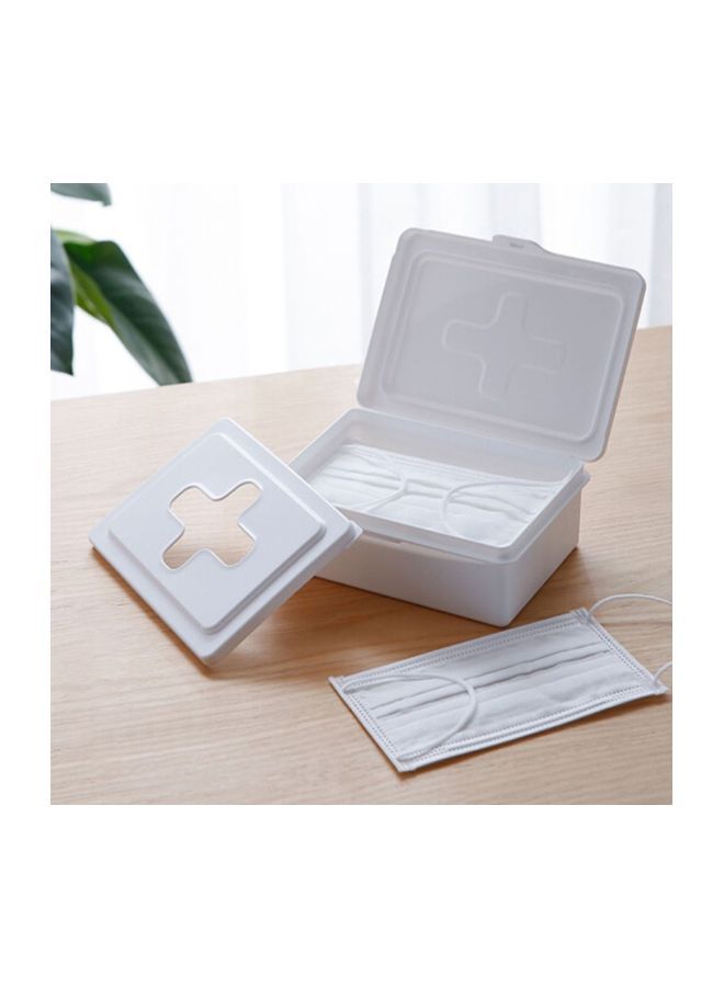 NIBEMINENT Mask Storage Box With Cover White 17.2x6.6x12.9centimeter - Image 3