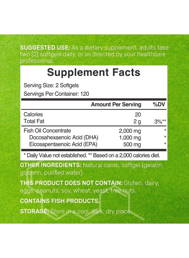 DEAL SUPPLEMENT DHA Supplements | 240 Softgels, Burpless, Lemon Flavor, DHA 1000mg + EPA 500mg, Wild Caught Fish - Image 2