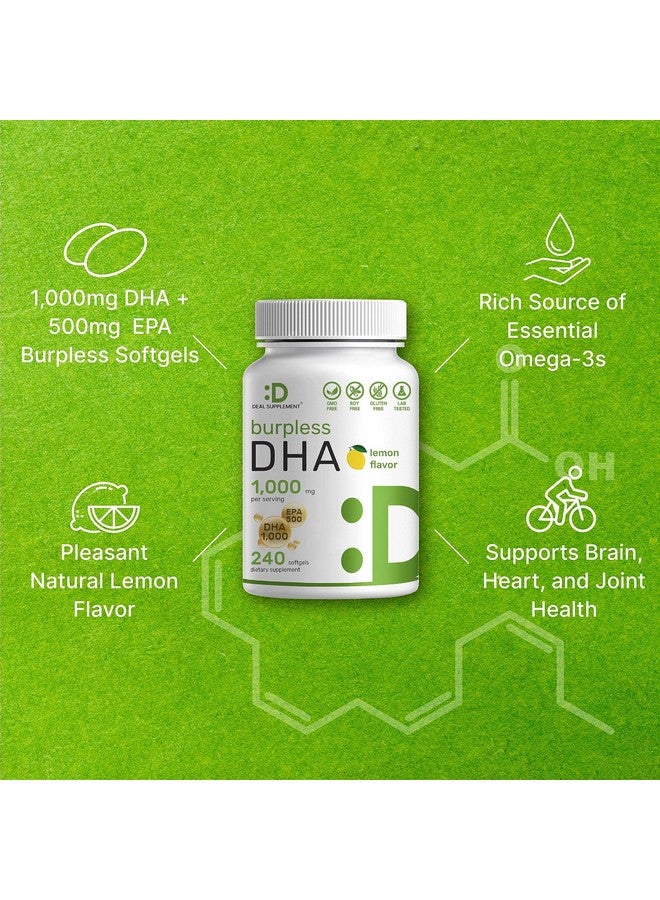 DEAL SUPPLEMENT DHA Supplements | 240 Softgels, Burpless, Lemon Flavor, DHA 1000mg + EPA 500mg, Wild Caught Fish - Image 4