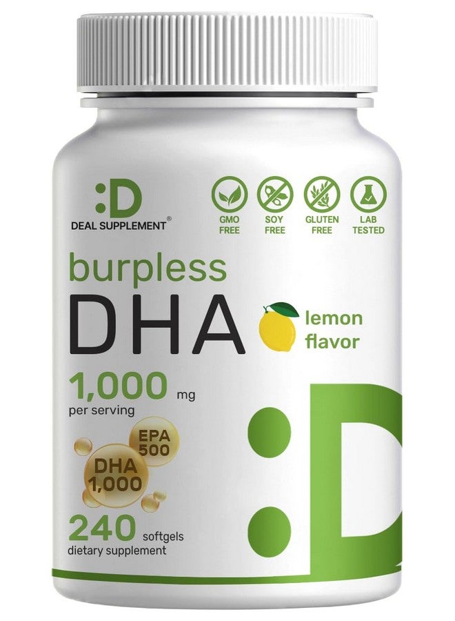 DEAL SUPPLEMENT DHA Supplements | 240 Softgels, Burpless, Lemon Flavor, DHA 1000mg + EPA 500mg, Wild Caught Fish - Image 1