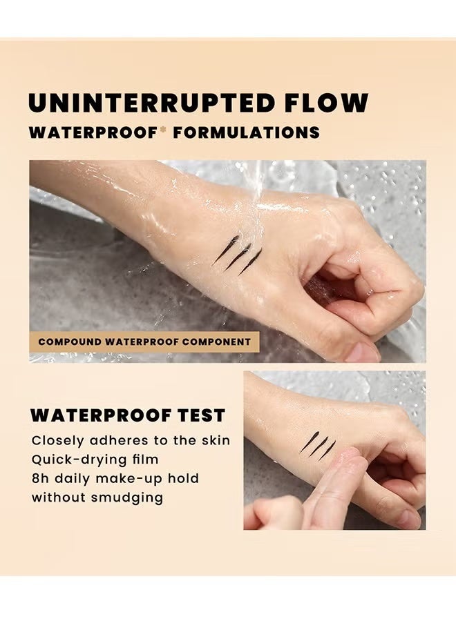 QiBest 4Pcs Brow and Eye Makeup Set 4 in 1 Black Eyelash Curling Mascara Liquid Eyeliner Brow Cream Styling Wax and Eyelash Growth Serum Eyelash and Eyebrow Makeup Kit - Image 3