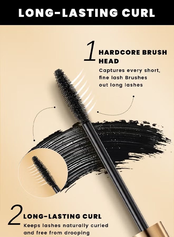 QiBest 4Pcs Brow and Eye Makeup Set 4 in 1 Black Eyelash Curling Mascara Liquid Eyeliner Brow Cream Styling Wax and Eyelash Growth Serum Eyelash and Eyebrow Makeup Kit - Image 5