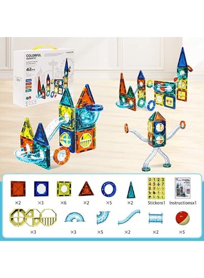 مجموعة ألعاب مغناطيسية للأطفال الصغار من جايد هير، مكعبات بناء مغناطيسية، مجموعة مغناطيسية لمرحلة ما قبل المدرسة، ألعاب مغناطيسية تعليمية (42 قطعة) - Image 4
