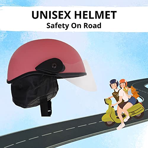 Western Era Half Helmet with Clear Visor for Men & Women ||Safety & Comfort|| Stylish Enhanced Design || (Small, Pink Matte) - Image 2