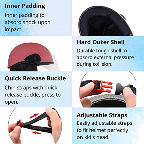 Western Era Half Helmet with Clear Visor for Men & Women ||Safety & Comfort|| Stylish Enhanced Design || (Small, Pink Matte) - Image 4