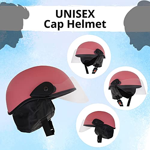 Western Era Half Helmet with Clear Visor for Men & Women ||Safety & Comfort|| Stylish Enhanced Design || (Small, Pink Matte) - Image 3