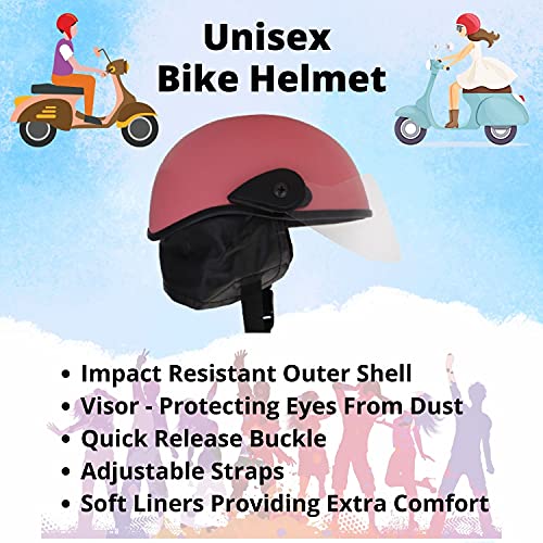 Western Era Half Helmet with Clear Visor for Men & Women ||Safety & Comfort|| Stylish Enhanced Design || (Small, Pink Matte) - Image 5