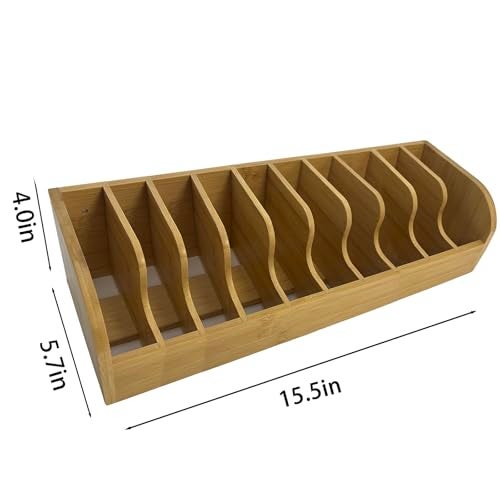 Klizdum Bamboo Sandpaper Holder & Organizer - Pre-Assembled Storage for 5 Inch Sanding Discs, Sanding Blocks & Saw Blades | Compact & Durable Woodworking Tool Accessory (10 bins) - Image 4