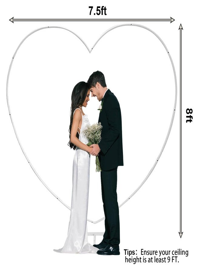 KIMI HOUSE Φ 8ft(2.4M) Heart Shaped White Metal Balloon Arch Stand Frame Display Kit，Love Balloon Arch Frame for Proposal, Wedding, Valentine’s Day, Bridal, Birthday Party Decorations - Image 4