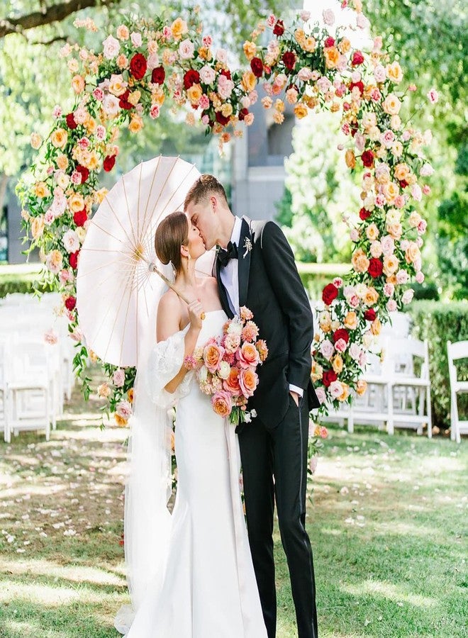 KIMI HOUSE Φ 8ft(2.4M) Heart Shaped White Metal Balloon Arch Stand Frame Display Kit，Love Balloon Arch Frame for Proposal, Wedding, Valentine’s Day, Bridal, Birthday Party Decorations - Image 5