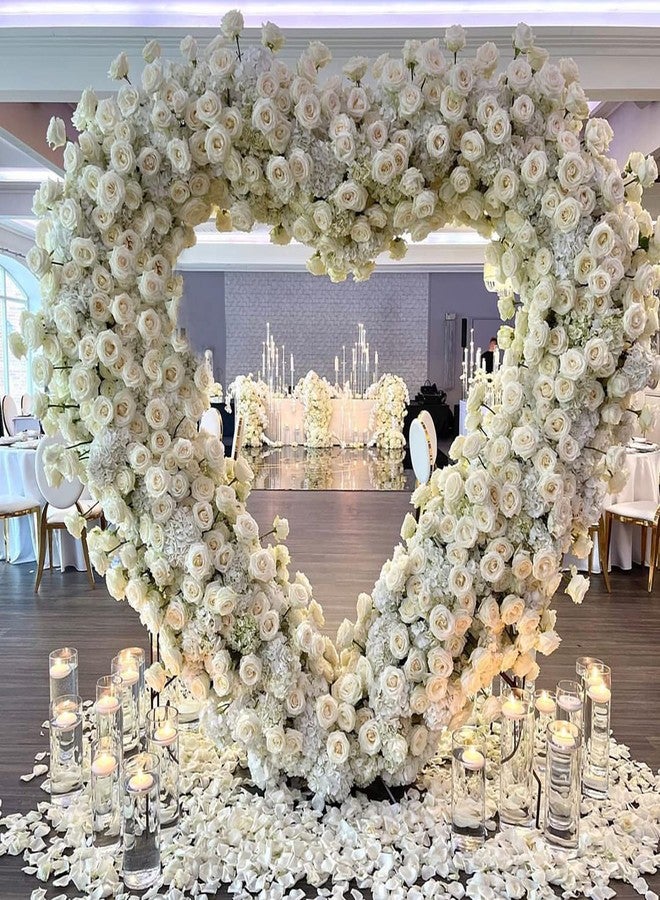 KIMI HOUSE Φ 8ft(2.4M) Heart Shaped White Metal Balloon Arch Stand Frame Display Kit，Love Balloon Arch Frame for Proposal, Wedding, Valentine’s Day, Bridal, Birthday Party Decorations - Image 3