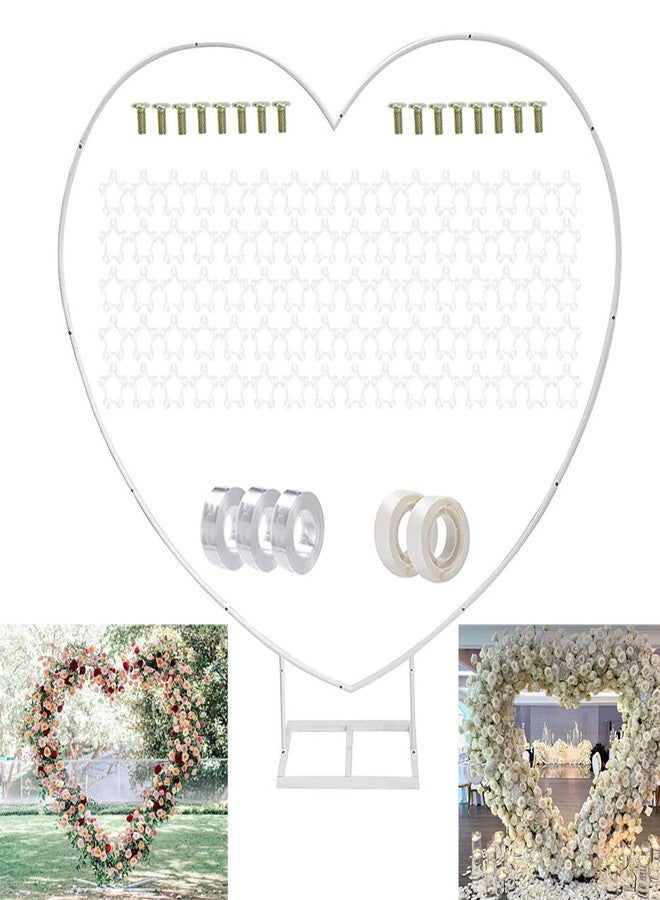 KIMI HOUSE Φ 8ft(2.4M) Heart Shaped White Metal Balloon Arch Stand Frame Display Kit，Love Balloon Arch Frame for Proposal, Wedding, Valentine’s Day, Bridal, Birthday Party Decorations - Image 2