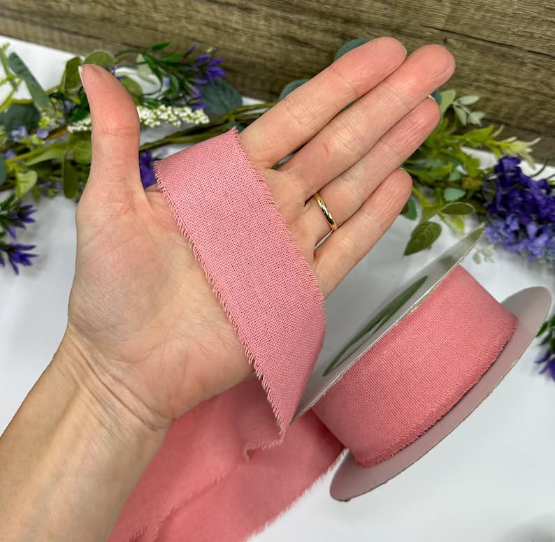 SILVERBILL Cotton Linen Ribbon Handmade Cloth Fabric Ribbon 15 Inch3 Meter7 Colors Rolls for Gift Wrapping Wedding Invitations Bridal Bouquets DIY Crafts Multi Color - Image 2
