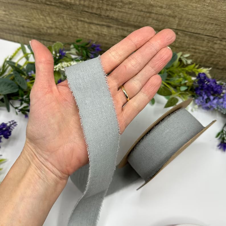 SILVERBILL Cotton Linen Ribbon Handmade Cloth Fabric Ribbon 15 Inch3 Meter7 Colors Rolls for Gift Wrapping Wedding Invitations Bridal Bouquets DIY Crafts Multi Color - Image 3