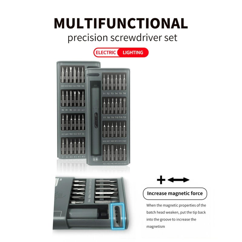 Electric Screwdriver, 49-In-1 Cordless Precision Screwdriver Set with 48 Magnetic Bits Rechargeable Mini Screwdriver Set for Phone Laptop Camera Watch - Image 3