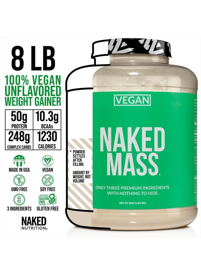 Nakd ماس نباتي - مسحوق بروتين لزيادة الوزن النباتي الطبيعي - 8 رطل بالجملة، خالي من الكائنات المعدلة وراثيًا، خالي من الغلوتين، خالي من الصويا وخالي من الألبان. بدون مكونات صناعية - 1,230 سعرة حرارية - 11 حصة - Image 3