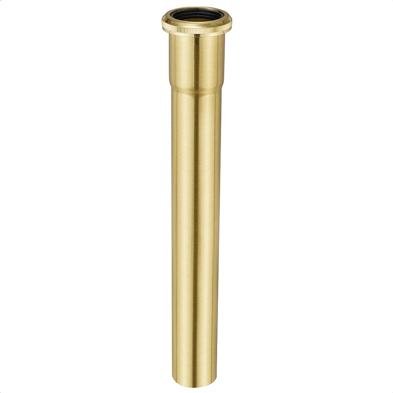 Cinsda 1-1/4 O.D x 12" Brass Slip Joint Extension Tube, Heavy Duty Extension Tube for Bathroom Sink Drain Tailpiece, Brushed Gold - Image 1