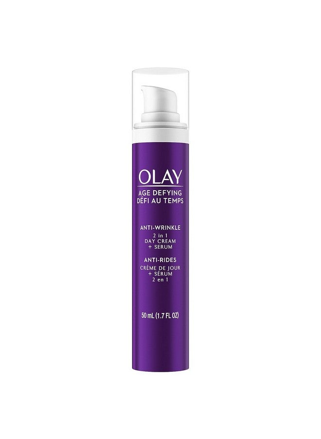 Olay Face Serum by Age Defying Anti-Wrinkle 2-in-1 Day Cream Plus Face Serum, Aloe Vera, 1.7 Fl Oz - Image 1