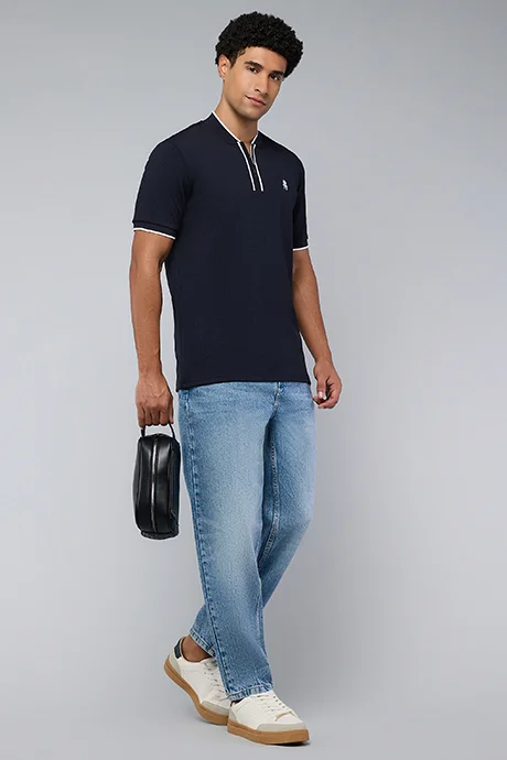 R&B Washed Straight Fit Jeans with Button Closure