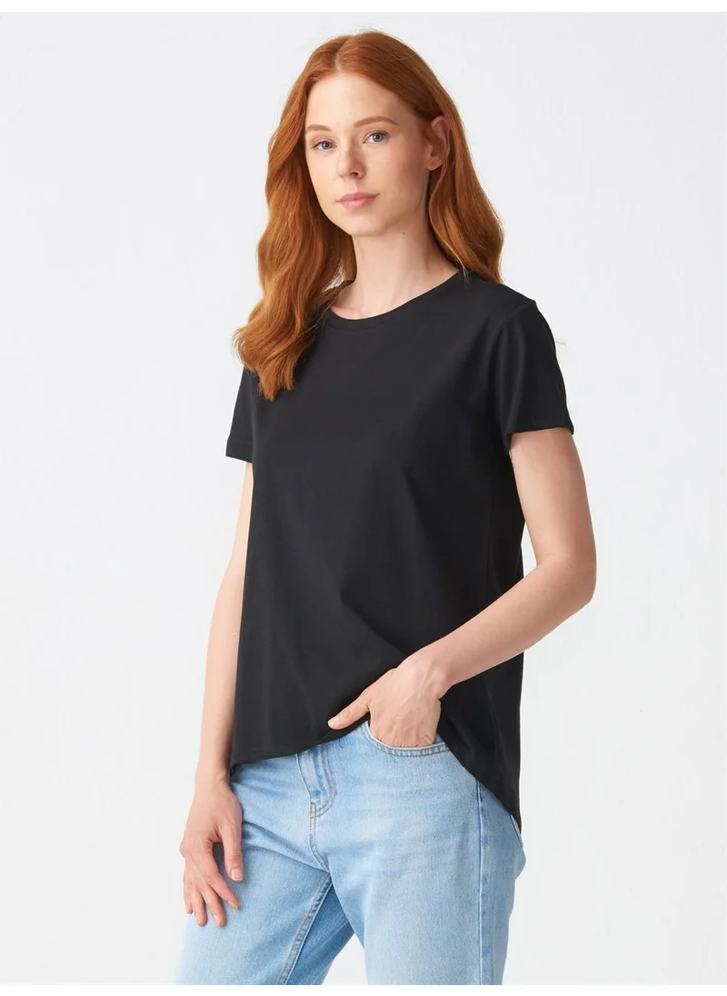 Dilvin 3471 Crew Neck Basic T-Shirt-Black