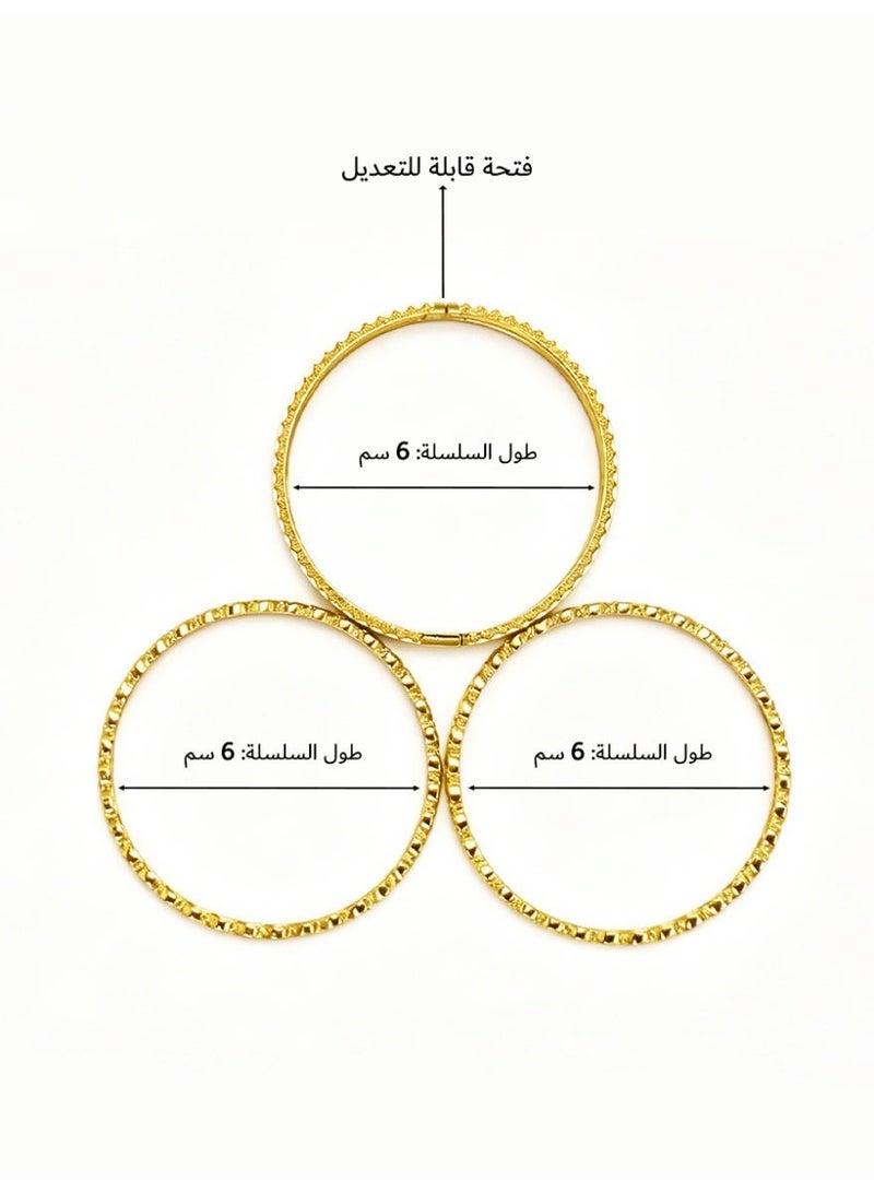 KAELVORSEN 24k Gold Plated Stackable Bangle Bracelet Set for Women – 3PCS Open & Closed Design, Twisted & Polished, Non-Tarnish, Ramadan & Eid Gift - Image 5