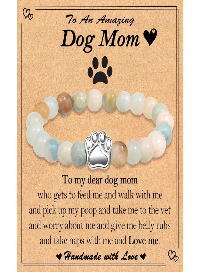 FIEEFX Dog Mom Gifts for Women as Birthday Christmas Stocking Valentines Mothers Day Easter Basket Stuffers, Beaded Paw Bracelet Gifts for Dog Mom Lovers - Image 1