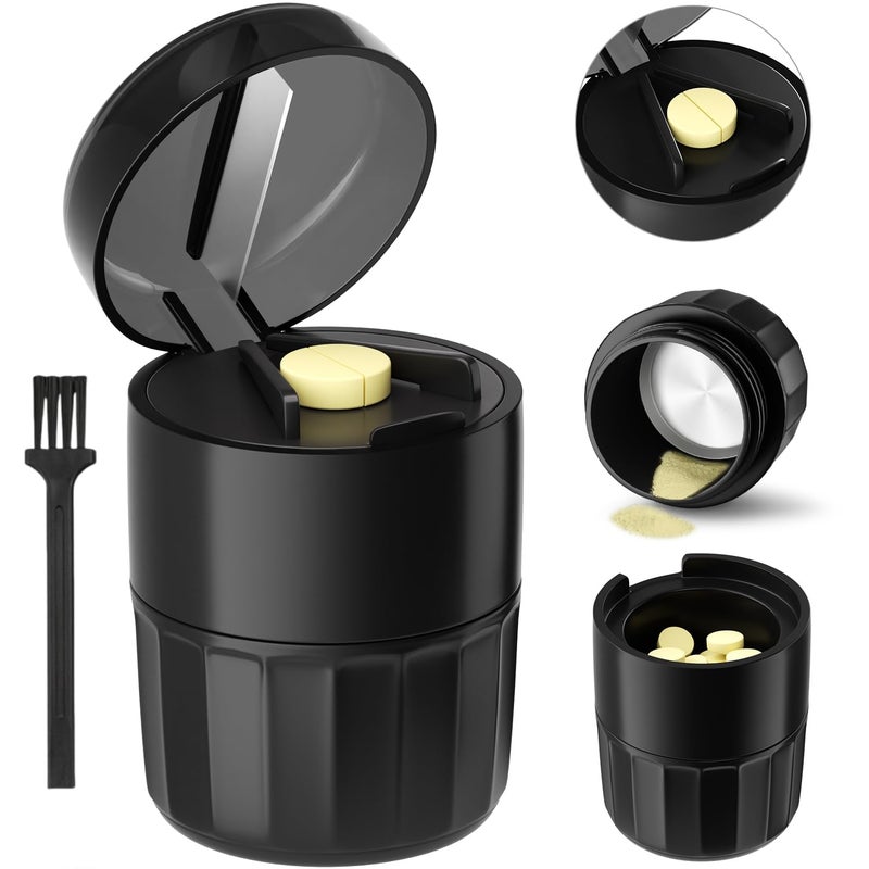Renmingfed â€‹â€‹Renmingfed 3-in-1 Pill Crusher Pills Grinder, Pill Crushers Fine Powder with Stainless Steel Grinding Pestle, Pills Grinders for Elderly and Pets with Tablet Cutter and Storage (Brush Included) - Image 1