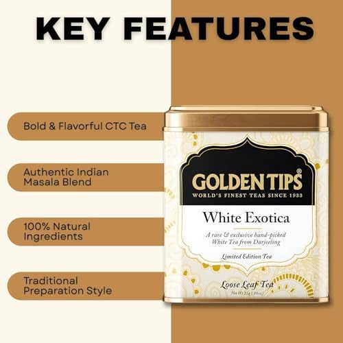 Golden Tips White Exotica Tea Loose Leaves Tin can (25 Gram, 12 cups) - Image 4