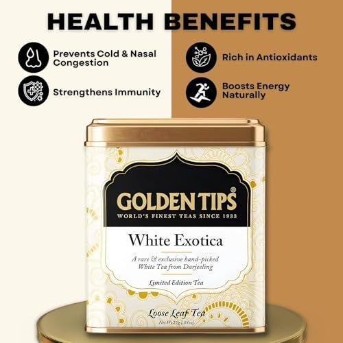 Golden Tips White Exotica Tea Loose Leaves Tin can (25 Gram, 12 cups) - Image 5
