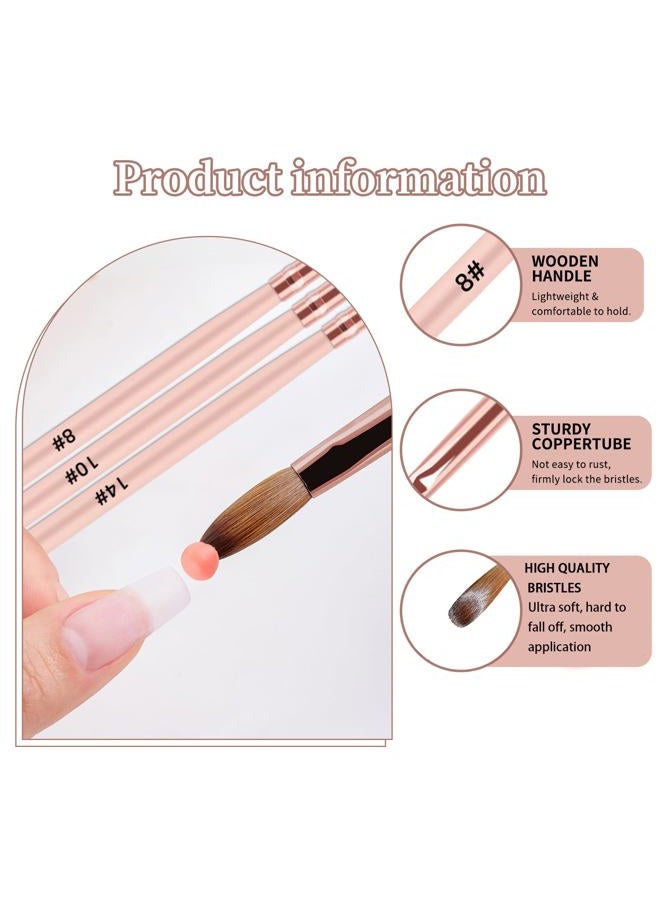 MAGIC ARMOR 3pcs Acrylic Nail Brush Set, Size 8/10/14 Acrylic Nail Brushes for Acrylic Application, Professional Acrylic Powder Brushes for Acrylic Powder Application, Nail Extension, 3D Nail Carving - Image 3