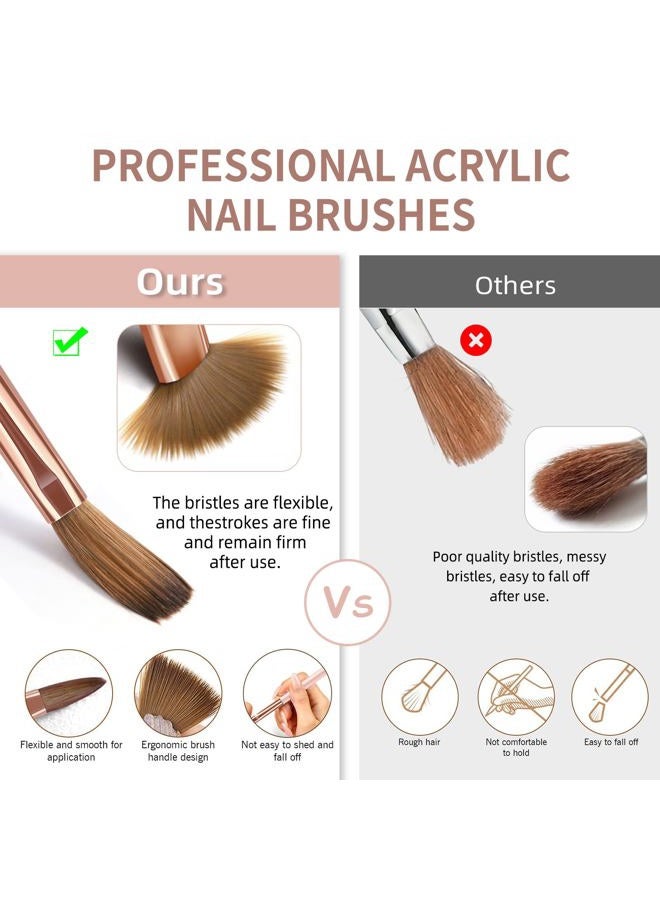MAGIC ARMOR 3pcs Acrylic Nail Brush Set, Size 8/10/14 Acrylic Nail Brushes for Acrylic Application, Professional Acrylic Powder Brushes for Acrylic Powder Application, Nail Extension, 3D Nail Carving - Image 4