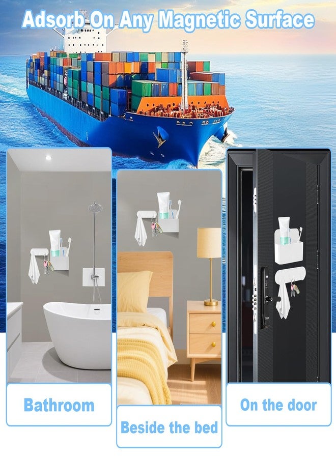 CTTZCKJ Magnetic Wall-Mounted Toothbrush Holder with Magnetic Hooks for Cruise ，Cruise Ship Essentials 2025- No Drilling Needed for Royal Caribbean & Alaska Cruise Ships, Caribbean Royal Must-Haves（White） - Image 5