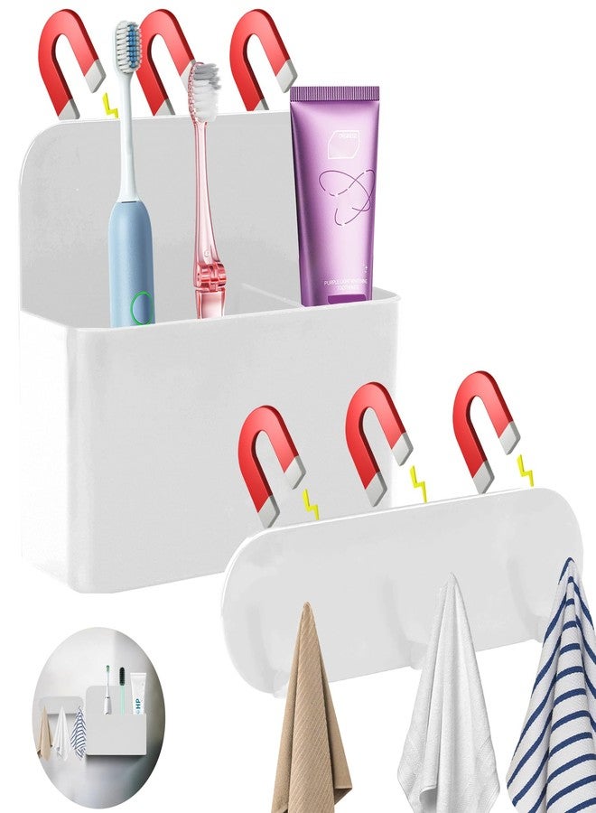 CTTZCKJ Magnetic Wall-Mounted Toothbrush Holder with Magnetic Hooks for Cruise ，Cruise Ship Essentials 2025- No Drilling Needed for Royal Caribbean & Alaska Cruise Ships, Caribbean Royal Must-Haves（White） - Image 1