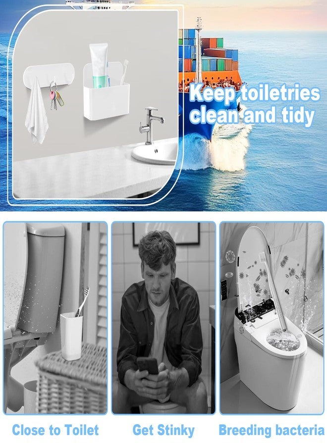 CTTZCKJ Magnetic Wall-Mounted Toothbrush Holder with Magnetic Hooks for Cruise ，Cruise Ship Essentials 2025- No Drilling Needed for Royal Caribbean & Alaska Cruise Ships, Caribbean Royal Must-Haves（White） - Image 4