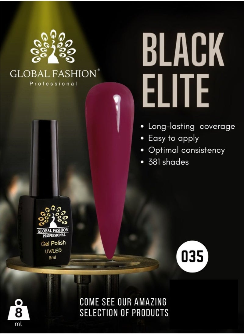 GLOBAL FASHION Global Fashion Black Elite Gel Polish | 132 Colors of Long-Lasting Elegance - 8ml | 035  - Image 2