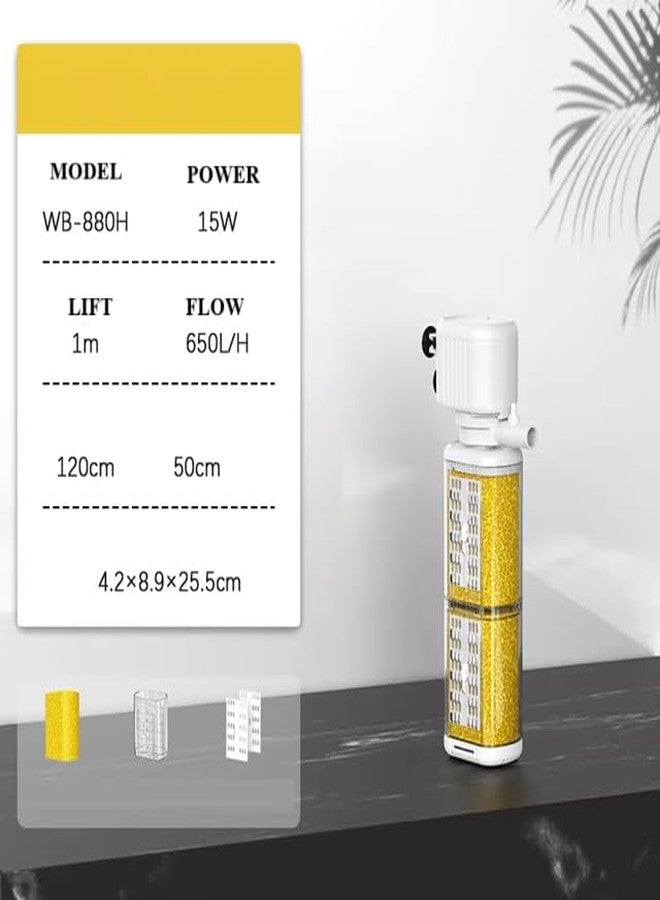 WaterBear 4 in 1 Submersible Aquarium Internal Filter for Fresh & Salt Water Aquarium (WB-880H (650L/H-15W)) - Image 5