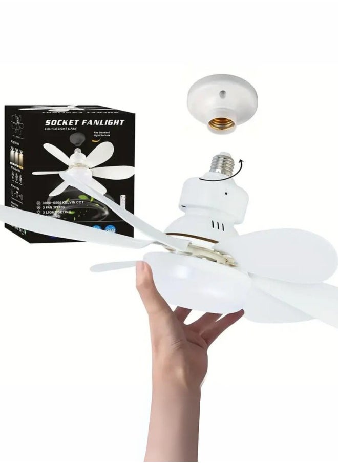 Generic - 1pc Socket Fan Light, Screw Ceiling Fans With Lights And Remote, Easy Install Ceiling Fan, Base Small Ceiling Fan Replacement For Light Bulb, Dimmable Socket Fan Ceiling, Fan With Light. - Image 1