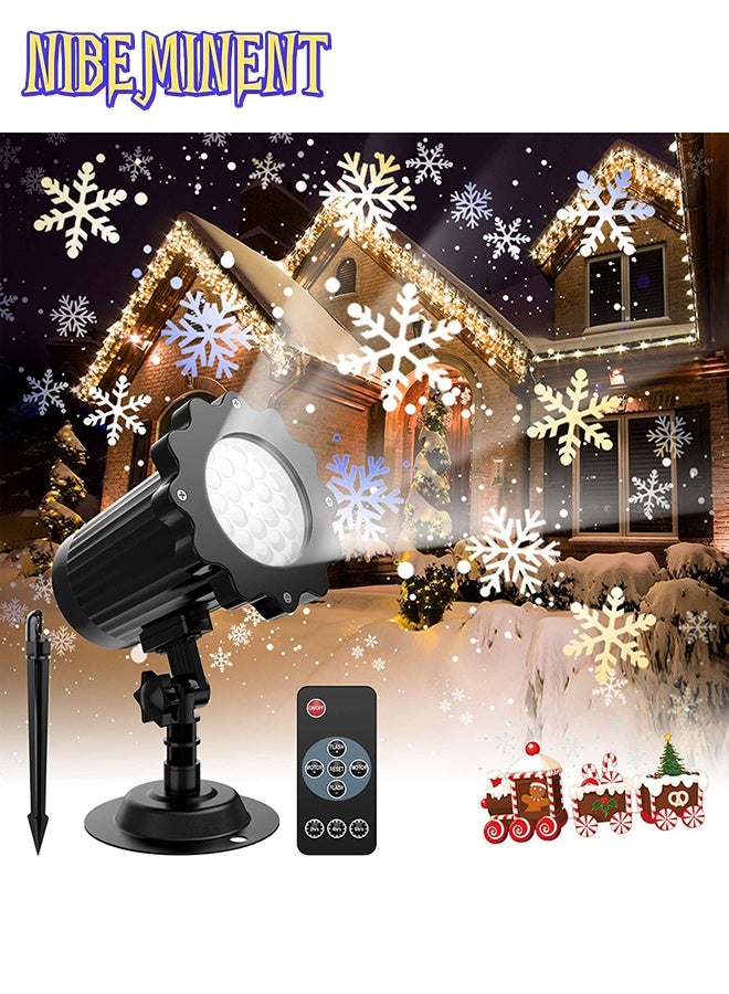 NIBEMINENT Christmas Snowflake Projector Light with Outdoor Ground Stake, IP65 Waterproof Decorative Snowfall LED Lighting Wall Mount and Floor Mount Garden Patio Indoor Festival Projector Lamp for Xmas - Image 1