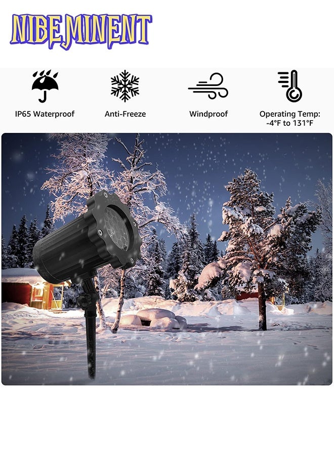 NIBEMINENT Christmas Snowflake Projector Light with Outdoor Ground Stake, IP65 Waterproof Decorative Snowfall LED Lighting Wall Mount and Floor Mount Garden Patio Indoor Festival Projector Lamp for Xmas - Image 2