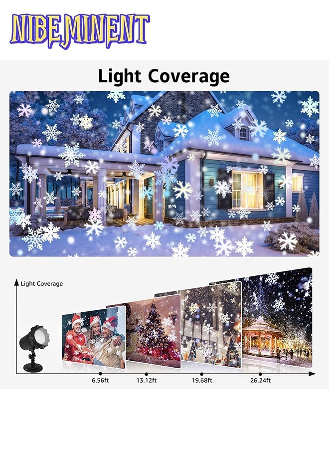NIBEMINENT Christmas Snowflake Projector Light with Outdoor Ground Stake, IP65 Waterproof Decorative Snowfall LED Lighting Wall Mount and Floor Mount Garden Patio Indoor Festival Projector Lamp for Xmas - Image 4