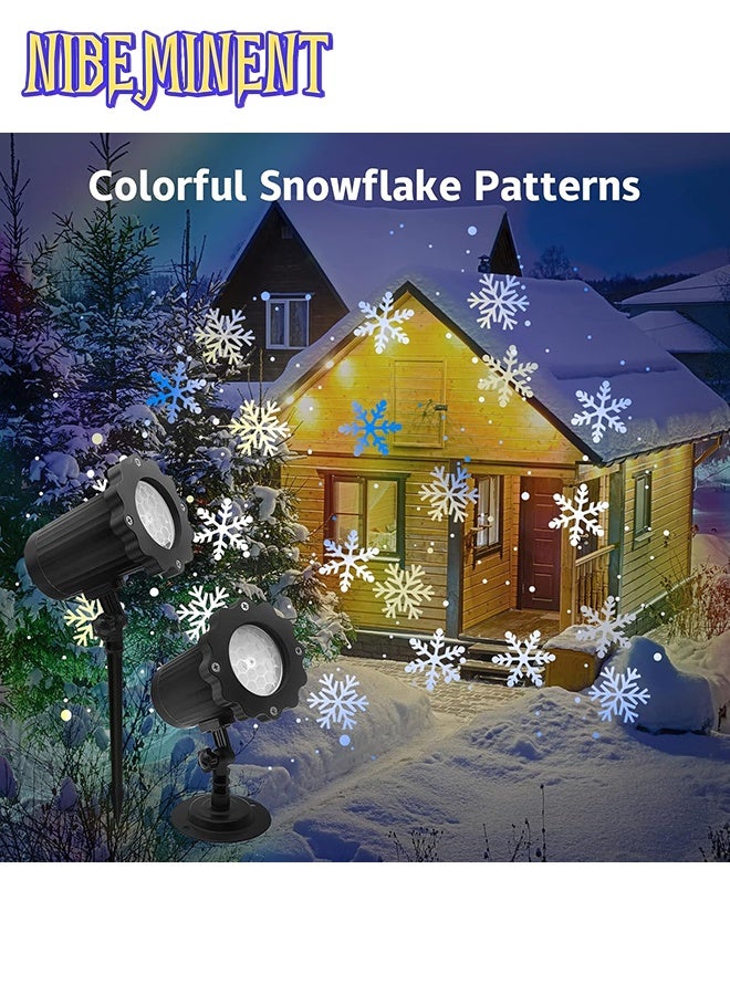 NIBEMINENT Christmas Snowflake Projector Light with Outdoor Ground Stake, IP65 Waterproof Decorative Snowfall LED Lighting Wall Mount and Floor Mount Garden Patio Indoor Festival Projector Lamp for Xmas - Image 5